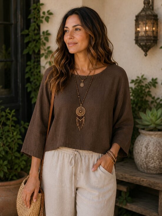 Hot Cotton Tops - HOT COTTON Linen Top - Sz S - NEW